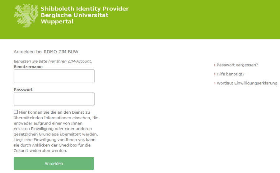 Screenshot Shibboleth Login-Seite